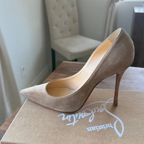 Christian Louboutin Beige Suede Heels